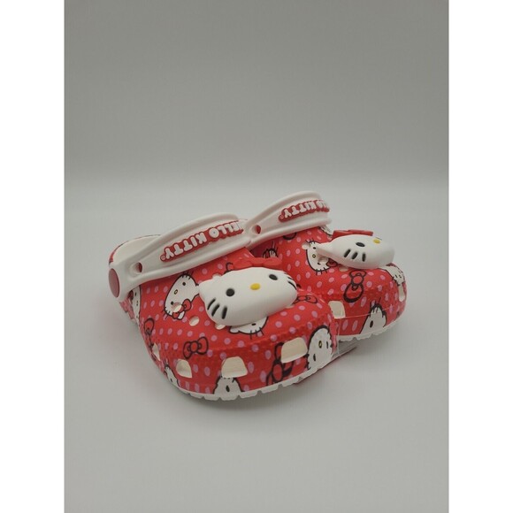 Crocs X Sanrio Hello Kitty Red Kid's Size C6 Classic Clog Slip On 210577-90H New - Picture 1 of 7